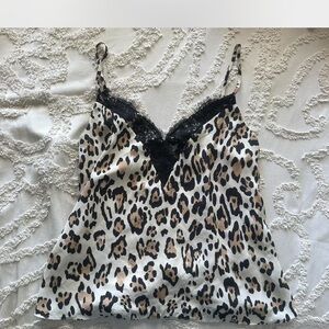 Socialite Animal Print Camisole with Black Lace